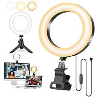 Ring Light with Tripod Stand&Clip Video Calls, Evershop 5" Video Conference Halo Light 3 Light Colors+10 Brightness 360Rotate Led Ring Light Stand Desk for Makeup PC Zoom Meeting YouTube TiKTok
