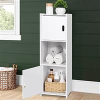 OUDIE Bathroom Cabinets,White Bathroom Storage Shelf Organizer Cupboard with Daily use Layer and 1 Cupboard Door