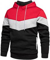 comefohome Mens Hoodie Pullover Color Block Sweatshirts Long Sleeve Hoody Drawstring Casual Tops with Pockets