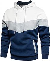 comefohome Mens Hoodie Pullover Color Block Sweatshirts Long Sleeve Hoody Drawstring Casual Tops with Pockets