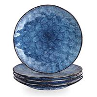 vicrays Porcelian Round Dessert Plate, 20.3 cm, Round, Microwave, Oven, Dishwasher Safe, Scratch Resistant, Porcelain Fluted Suitable for Salad, Fruit, Snack, Home, Party, Restaurant, Set of 4