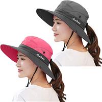 29 IYEBRAO 2 Pack Kids Girls Sun Hat with Ponytail Hole Summ