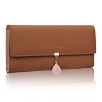 FT FUNTOR PU Leather Wallet with Leaf Pendant Purse for women