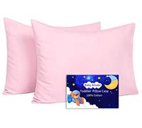 Toddler Pillowcase, 100% Cotton Pillowcase for Toddler Pillows - 2 Pack Baby Pillow Cover Cot Bed, Kids Travel Pillow Case 40 x 60cm, Envelope Closure Infant Pillowcases - Crib Bed, At School