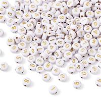 Cheriswelry 340pcs White Gold Acrylic Number 0-9 Beads 7mm F