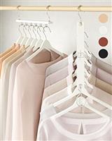 MORALVE Space-Saving Hangers for Wardrobe 4 Pack European Beechwood Shirt Organiser with 360 Swivel Hook Collapsible Clothes Hangers for Space Saving and Wardrobe Organisation