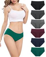 PULIOU Womens Underwear Multipack Knickers Ladies Pants Mid Rise Soft Cotton Panties Briefs Breathable Comfy Stretchy Basic pack of 6