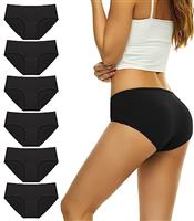 PULIOU Womens Underwear Multipack Knickers Ladies Pants Mid Rise Soft Cotton Panties Briefs Breathable Comfy Stretchy Basic pack of 6