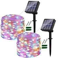 Solar Lights Outdoor Garden, 3 Pack 46Ft 120LED Solar Garden Lights Waterproof, 8 Modes Copper Wire Decorative Solar String Lights for Garden, Patio, Yard,Party, Wedding(Cold White)
