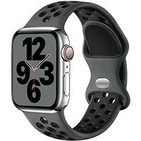 Upeak Sport Strap Compatible with Apple Watch Strap 38mm 40mm 41mm 42mm 44mm 45mm 46mm 49mm, Breathable Silicone Double Hole Snap Band for iWatch Strap Ultra 2 SE Series 10 9 8 7 6 5 4 3 2 1