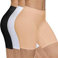 SIMIYA 3 Pack Anti Chafing Shorts Women Seamless Slip Shorts for Women Long Briefs Underwear Boyshorts Stretchy Safety Panty for Under Dresses Yoga Thigh Slimmers