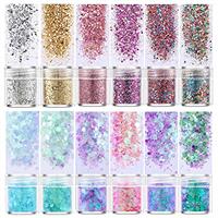Jatidne Chunky Glitters for Resin Casting 12 Colors Chunky and Fine Glitters Mixed Resin Accessories Craft for Wax Melts Nail Art Paint Decorations Each 10g