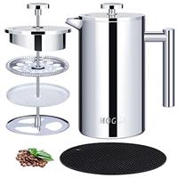 MOGGA Cafetiere Double Walled Insulated Coffee Maker Stainless Steel Coffee Press, Easy to Clean, No Coffee Grounds, Rust-Proof, Large Capacity French Press Coffee Maker
