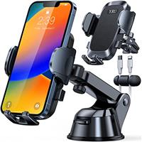 YRU [80LBS Strongest Suction & Military-Grade 2024 BEST Car Phone Holder [Patented 2-Side-Lock & Safety Certs] Universal Phone Mount Dash Windscreen Vent Van for iPhone 15 Pro Max Samsung
