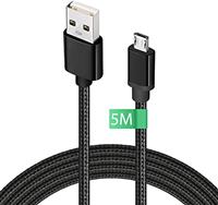 Micro USB Cable, 4.5M Extra Long Android Fast Charging Cable, High Speed Sync USB B Cable Compatible for Samsung Galaxy S6/S7,PS4/DualShock 4/PS4 Pro/PS4 Slim Controllers Sony Phone and More, White
