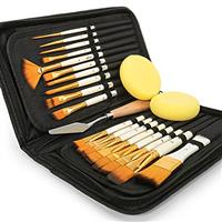 Artify 15 pcs Paint Brush Set for Acrylic Oil Watercolor Gouache Painting Includes Pop-up Carrying Case with and 2 Sponges