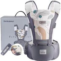 Baby Carrier, Bebamour Hip Seat Baby Carriers from Newborn with Horizontal Carry Way, Front and Back Baby Carrier Hipseat with Head Hood, Sucking Pads
