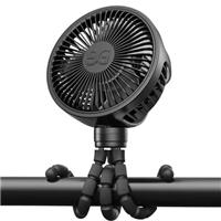 GUSGU Large Stroller Fan Clip on for Baby, Flexible Tripod & Battery Powered Pram Fan, Portable Handheld Fan for Bedroom, Car Seat, Travel, Camping