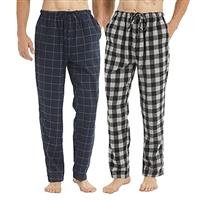 LANBAOSI Mens Pyjama Bottoms Cotton 2 Pack Flannel Plaid Lou