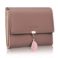 FT FUNTOR PU Leather Wallet with Leaf Pendant Purse for women
