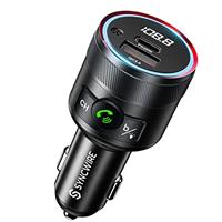Syncwire Bluetooth 5.4 FM Transmitter for Car, 38W PD&QC3.0 Fast Car Charger Wireless Radio Adapter Bass Sound Music Player Car Kit with Hands-Free Calling Support USB Drive