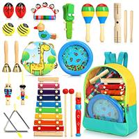 Jojoin Toddler Musical Instruments - 25PCS Baby Musical Instrument Toys Pink Theme - Wooden Percussion Musical Instruments Set- Kids Musical Sensory Instruments Toys for Boys Girls 3 4 5 Year Old