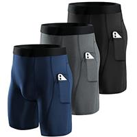 Niksa 1 or 3 Pack Mens Compression Shorts Running Base Layer Shorts Mens Compression Workout Shorts with Cell Phone Pockets Tight Dry and Breathable Sports Shorts for Cycling,Yoga,Boxing,Gym,Running