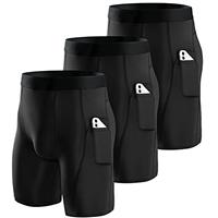 Niksa 3 Pack Mens Compression Shorts Running Base Layer Shorts Mens Compression Workout Shorts with Cell Phone Pockets Tight Dry and Breathable Sports Shorts for Cycling,Yoga,Boxing,Gym,Running.