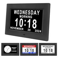 Johnziny2024 Newest Dementia Clock Digital Day and Date Clocks -8 Alarms,Memory Loss Day Clock Extra Large Non-Abbreviated Day & Month Digital Clocks for Seniors