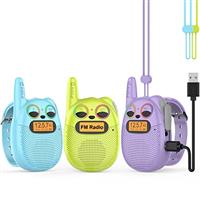 QNIGLO Rechargeable Walkie Talkie for Kids 3 Pack, Wearable