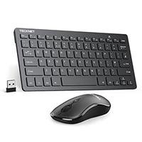 TECKNET Mini Wireless Keyboard and Mouse Set, 2.4G Cordless USB Keyboard and Silent Mouse Comb with Nano USB Receiver, 12 Months Battery Life, 12 Multimedia Shortcuts for Computer, PC, Laptop, Android