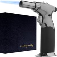 Powerful Dual Flame Style+Triple Adjustable Flame Size in One Hand Butane Torch-by inZaynity-Refillable Blow Torch Continuous Flame Lock,Soldering,Cooking,BBQ,Crme Brulee,Welding,Resin