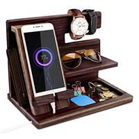 Gifts for Men Bedside Organiser Wood Phone Docking Station Dad Birthday Gifts for Him Nightstand Key Wallet Watch Stand Mens Gifts for Xmas Presents for Dad Husband Boyfriend Anniversary & Christmas
