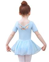 Tancefair Girls Ballet Dress Cotton Ballet Leotard with Chiffon Skirt Short/Long Sleeve Ballerina Outfit Gymnastics Dance Leotard