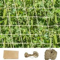 KAZITOO Plant Support Jute Netting Trellis for Runner Bean Sweet Peas, Biodegradable Compostable Eco Friendly Plant Climbing Natural Netting with 10m Jute Twine for Attaching, Garden Trellis Frame