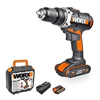 Worx 18V(20V MAX) Cordless Drill Driver WX183.2 Electric Drill, 2-Speed Control, Keyless Chuck, Max. Chuck Capacity 13mm (1/2"),LED Light, PowerShare, 1*2.5Ah Battery, 1*2A Charger, 1*Double Ended Bit