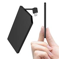 Auskang 5000mAh Power Bank with built-in Type-C Cable, Ultra Slim and Super Lightweight Portable Charger Small External Battery, Compatible with Samsung, Xiaomi, Sony, iPhone 15 Series, etc.