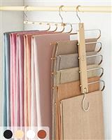 MORALVE Trousers Hangers Space Saving - European Beechwood Scarf and Jeans Hangers - Wardrobe Organiser and Space Saver Trouser Rack, Leggings Hanger, and Scarf Holder with 360 Swivel Hook