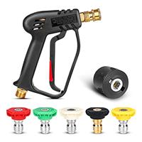 Qooltek High Pressure Washer Gun with 5 Detachable Spray Nozzle Tip, 1/4" Quick Connector & Adapter, M22-14mm Fitting Car Jet Washer Cleaning Kits