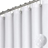 BTTN Waffle Shower Curtain, Mould Proof Resistant Heavy Duty Fabric Shower Curtains for Bathroom, Weighted Waterproof Hotel Quality Wet Room Shower curtain