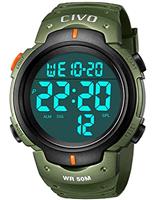 CIVO Mens Digital Sports Watches Military Big Numbers 50M Waterproof Large Face Army Wrist Watch LED Back Light Casual Watch for Men Rubber