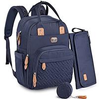 Dikaslon Changing Bag Backpack, Large Nappy Back Pack Multifunction Baby Bags with Portable Changing Mat, Pacifier Holder, and Stroller Straps, for Mom and Dad