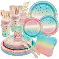 DN DENNOV Party Tableware 162Pcs Pink and Rosegold Tableware Set Includes Paper Plates Cups Straw Knive Fork Spoon Tablecloth and Banner for Wedding Shower, Engagement, Wedding, Birthday (20 Guests)