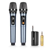 XZL Wireless Microphones, Dual UHF Dynamic Microphone with Rechargeable Long-Distance Receiver, for Karaoke, Home KTV, Speech, Wedding, Church, Class Use - Navy