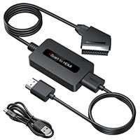 SUNNATCH Scart to HDMI Converter with HDMI and Scart Cables, Scart HDMI Adapter, Male Scart In HDMI Out Converter Supports Full HD 720P/ 1080P Output Switch