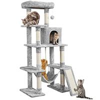 Yaheetech 159cm Cat Tree Cat Condo Furniture w/Top Platform Scratching Posts Dangling Ball and Hammock Kitty Climbing Tower for Indoor Kitten
