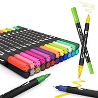 Koilox Dual Tip Brush Pens Set Watercolour Brush Pen Set 36 Colours Brush Pens with Two Tips, Pine Fineliner Felt Pens, Water-Based Markings