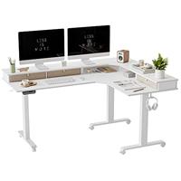 FEZIBO L Shaped Standing Desk with 4 Drawers, Electric Standing Gaming Desk Adjustable Height, Corner Stand up Desk with Splice Board