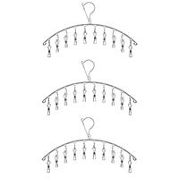 Stainless Steel Laundry Drying Rack Clothes Hanger with 10 Clips For Drying Socks,Drying Towels, Diapers, Bras, Baby Clothes, Underwear, Socks Gloves
