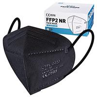 20pcs FFP2 Face Mask Black CE Certified KN95 Mask Filtration Rate 95% 5-Layer Protective FFP2 Masks Individually Packaged Face Mask High Filter Respirator Mask For Daily Prevention And Protection